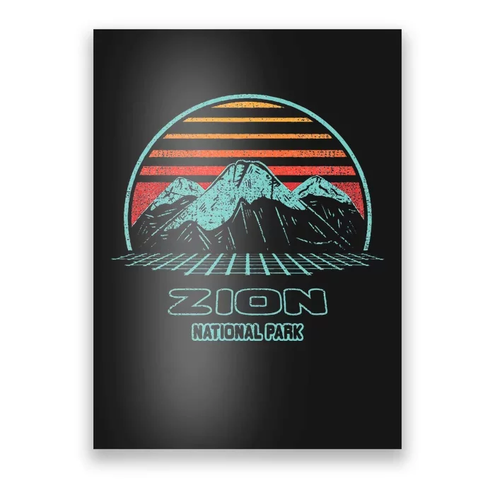 Zion National Park Retro Hiking Vintage 80s Style Poster