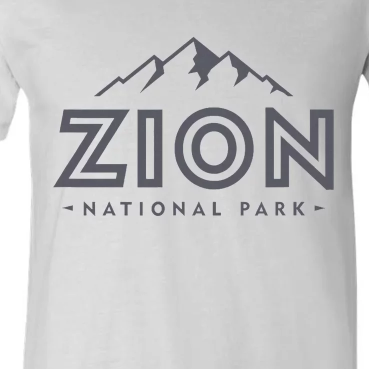 Zion National Park Utah Mountain V-Neck T-Shirt