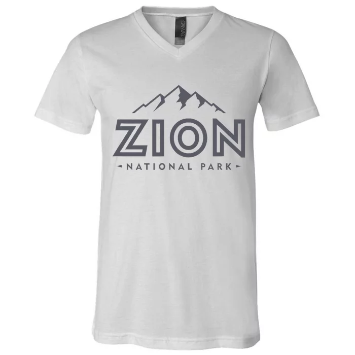 Zion National Park Utah Mountain V-Neck T-Shirt