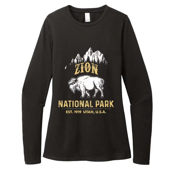 Zion National Park Utah Usa Bison Buffalo Womens CVC Long Sleeve Shirt