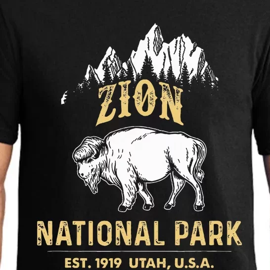 Zion National Park Utah Usa Bison Buffalo Pajama Set