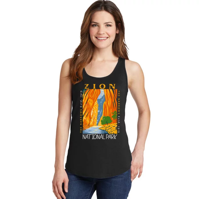 Zion National Park Utah Vintage The Narrows Ladies Essential Tank