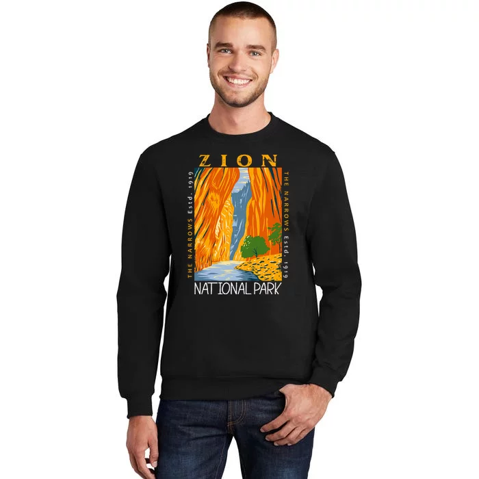 Zion National Park Utah Vintage The Narrows Tall Sweatshirt