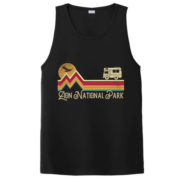 Zion National Park Vintage Retro Style Mountain Camping Hike Gift Performance Tank