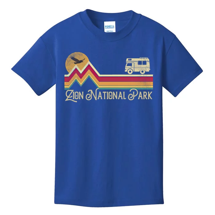 Zion National Park Vintage Retro Style Mountain Camping Hike Gift Kids T-Shirt