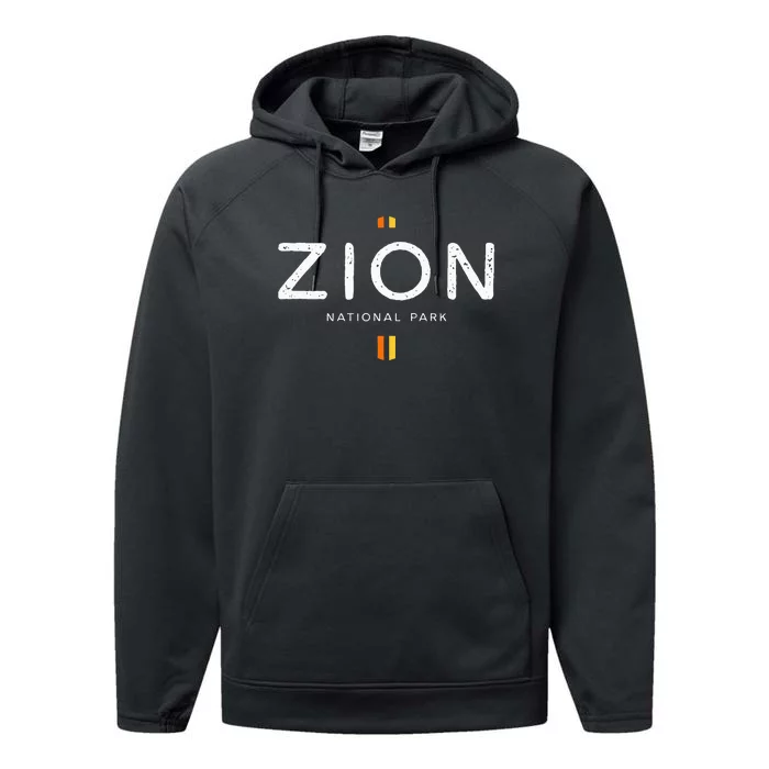 Zion National Park Utah Retro Vintage Performance Fleece Hoodie