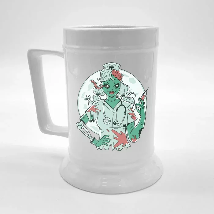 Zombie Nurse Spooky Halloween Front & Back Beer Stein