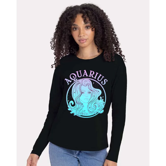 Zodiac Aquarius Lady Womens Cotton Relaxed Long Sleeve T-Shirt