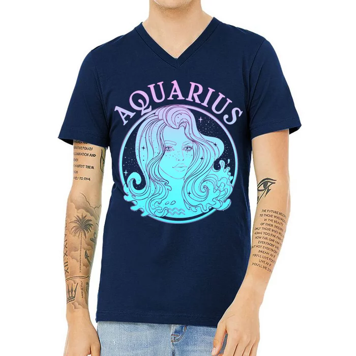 Zodiac Aquarius Lady V-Neck T-Shirt