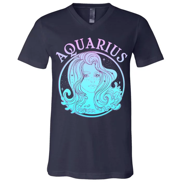 Zodiac Aquarius Lady V-Neck T-Shirt