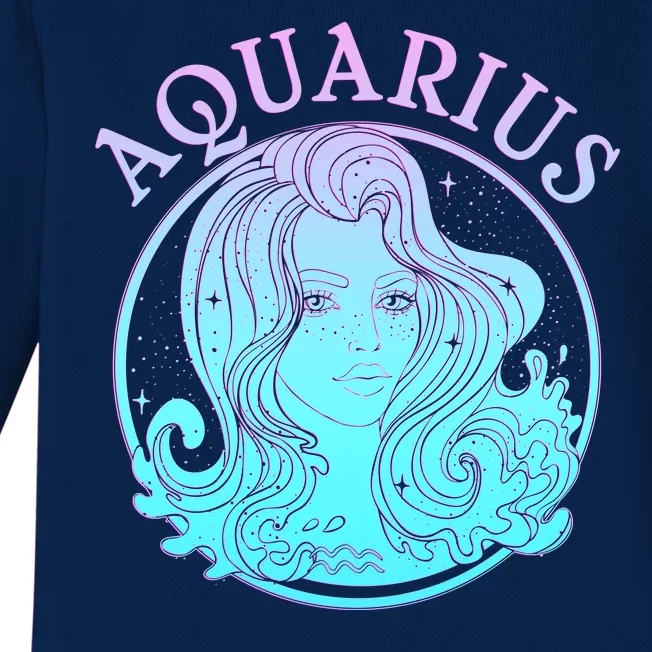 Zodiac Aquarius Lady Baby Long Sleeve Bodysuit