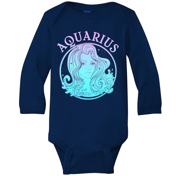 Zodiac Aquarius Lady Baby Long Sleeve Bodysuit