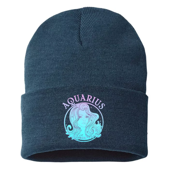 Zodiac Aquarius Lady Sustainable Knit Beanie