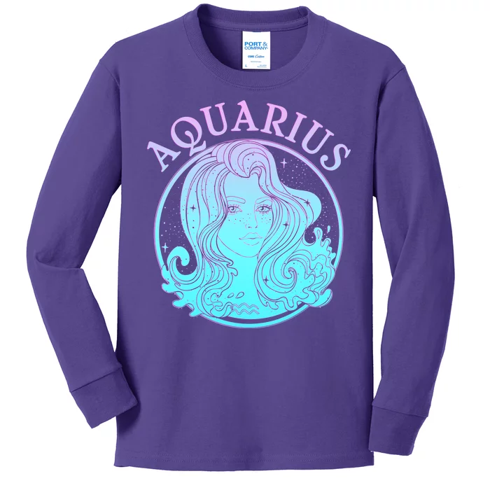 Zodiac Aquarius Lady Kids Long Sleeve Shirt