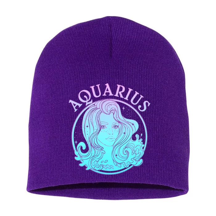 Zodiac Aquarius Lady Short Acrylic Beanie