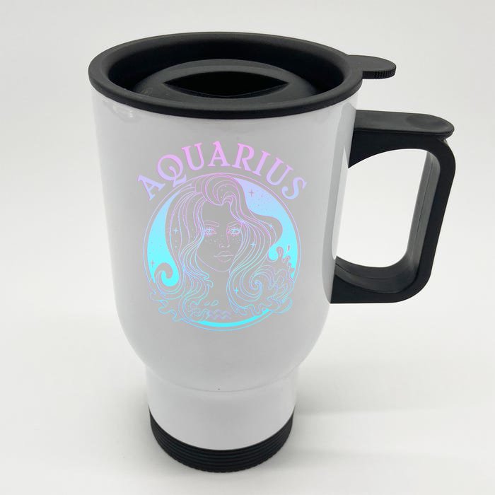 Zodiac Aquarius Lady Front & Back Stainless Steel Travel Mug