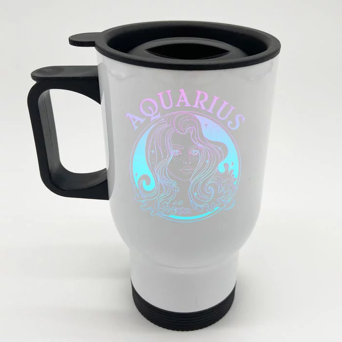 Zodiac Aquarius Lady Front & Back Stainless Steel Travel Mug