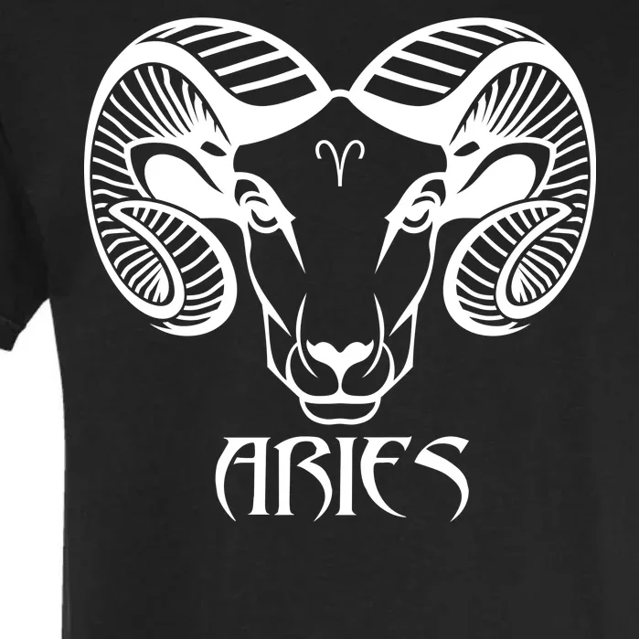 Zodiac Aries Ram Horns Face Garment-Dyed Heavyweight T-Shirt