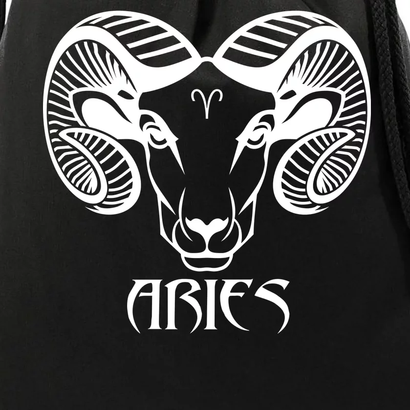 Zodiac Aries Horns Face Drawstring Bag TeeShirtPalace