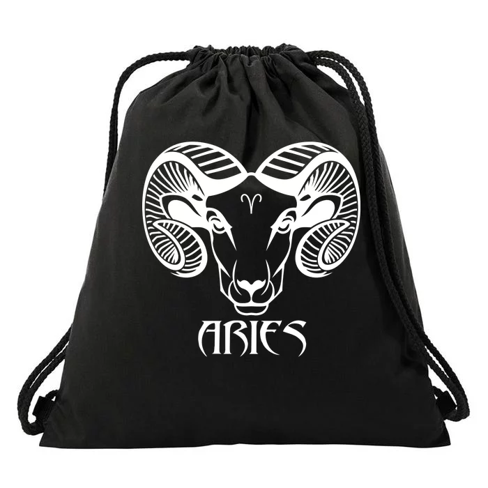 Zodiac Aries Ram Horns Face Drawstring Bag