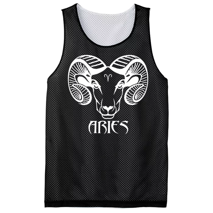 Zodiac Aries Ram Horns Face Mesh Reversible Basketball Jersey Tank