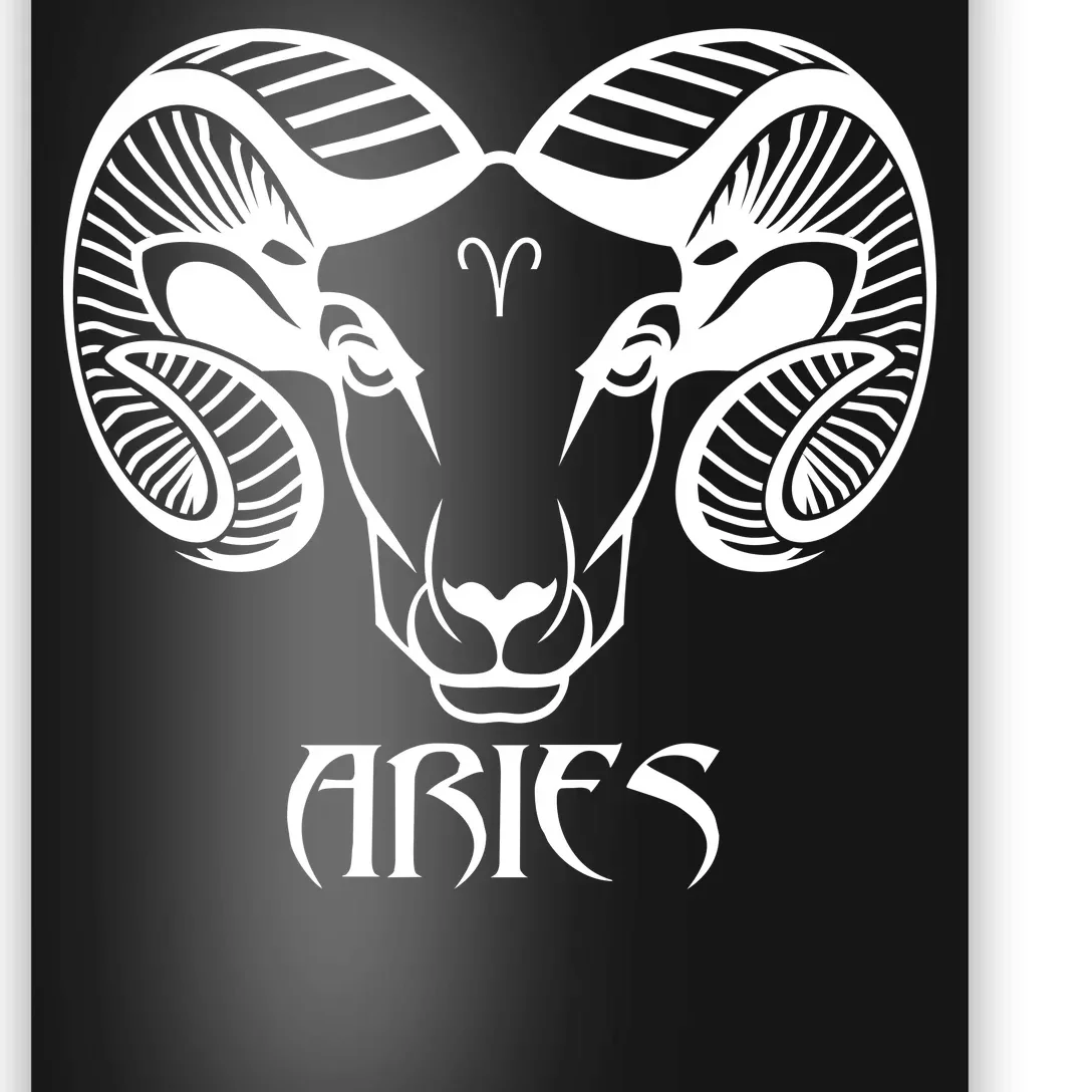 Zodiac Aries Ram Horns Face Poster