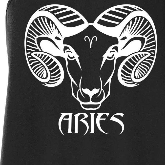 Zodiac Aries Ram Horns Face Women's Racerback Tank