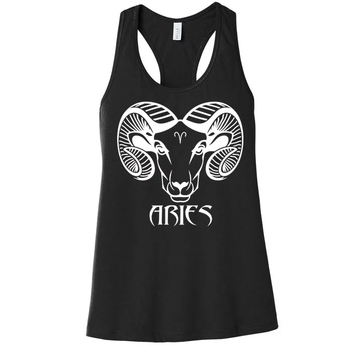 Zodiac Aries Ram Horns Face Women's Racerback Tank