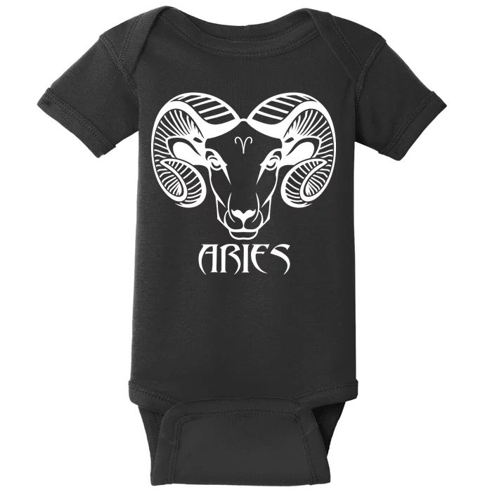 Zodiac Aries Ram Horns Face Baby Bodysuit