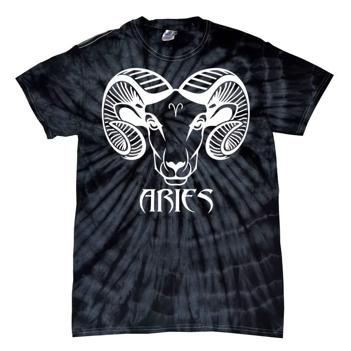 Zodiac Aries Ram Horns Face Tie-Dye T-Shirt