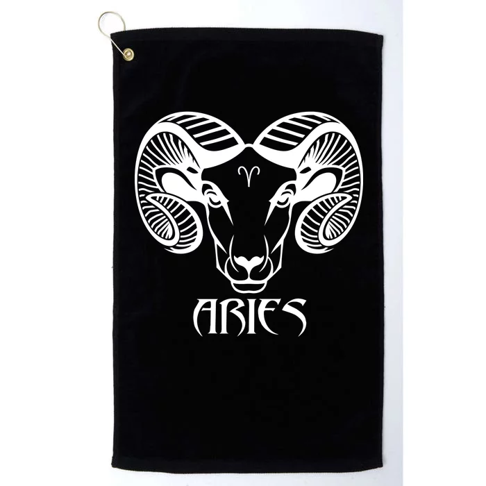 Zodiac Aries Ram Horns Face Platinum Collection Golf Towel