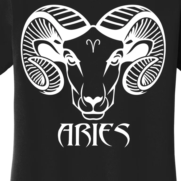 Zodiac Aries Ram Horns Face Women's T-Shirt