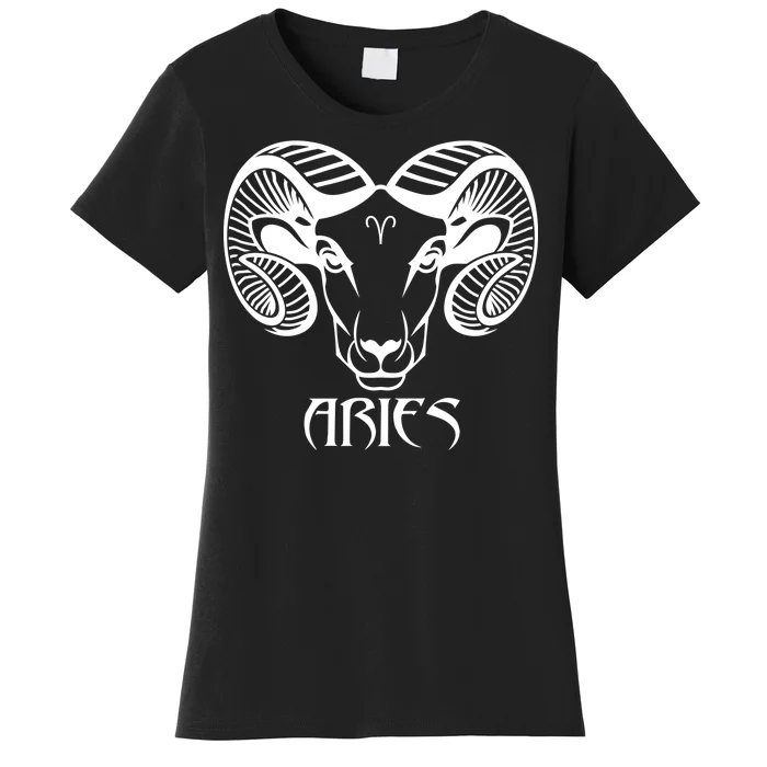 Zodiac Aries Ram Horns Face Women's T-Shirt