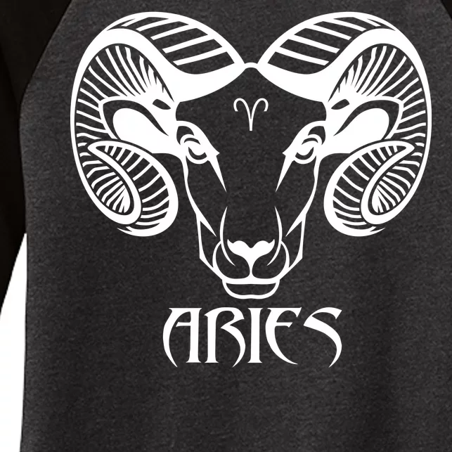 Zodiac Aries Ram Horns Face Women's Tri-Blend 3/4-Sleeve Raglan Shirt