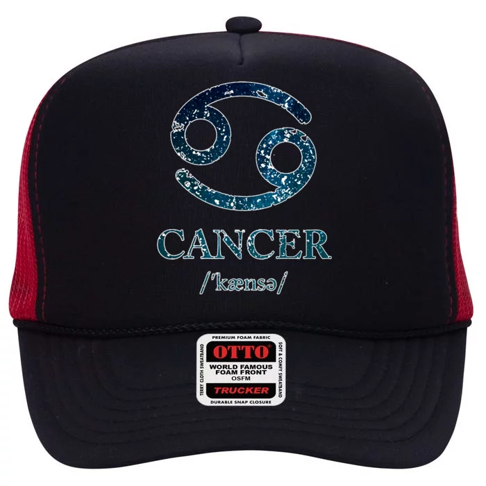 Zodiac Birthday Cancer Vintage High Crown Mesh Trucker Hat