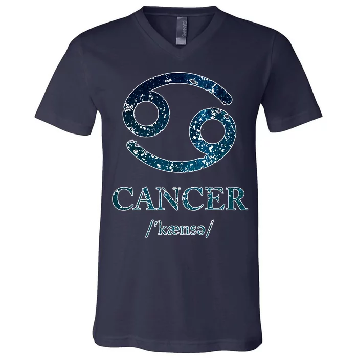 Zodiac Birthday Cancer Vintage V-Neck T-Shirt