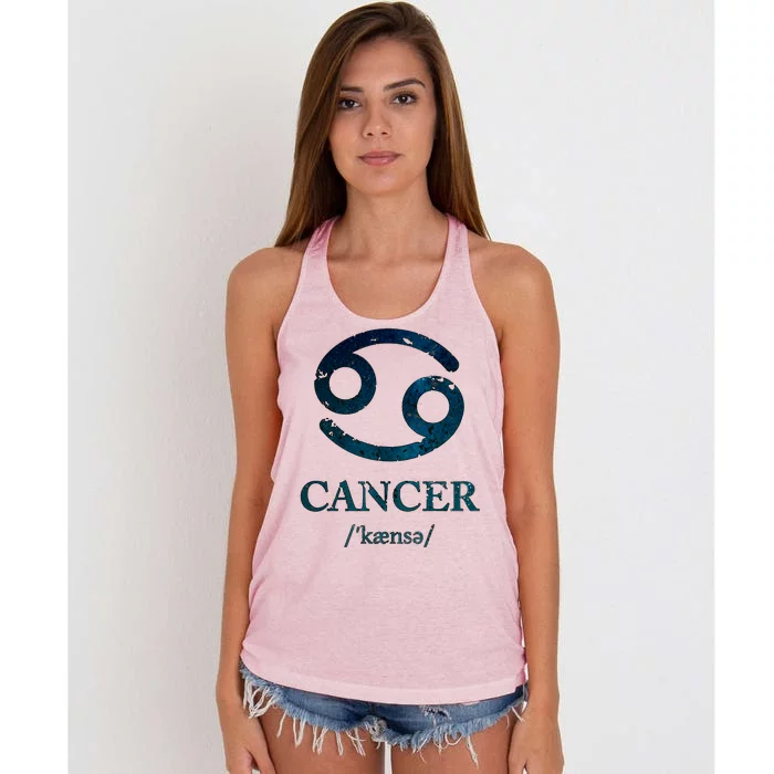 Zodiac Birthday Cancer Vintage Women's Knotted Racerback Tank