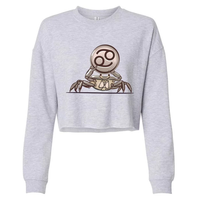 Zodiac Cancer Icon Gem Cropped Pullover Crew