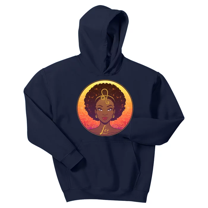 Zodiac Leo African American Black Woman Kids Hoodie