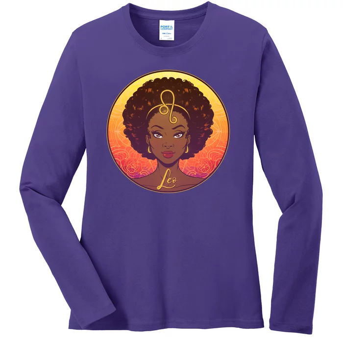 Zodiac Leo African American Black Woman Ladies Long Sleeve Shirt