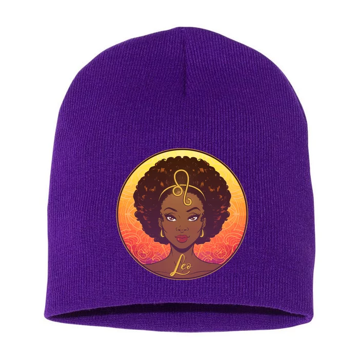 Zodiac Leo African American Black Woman Short Acrylic Beanie