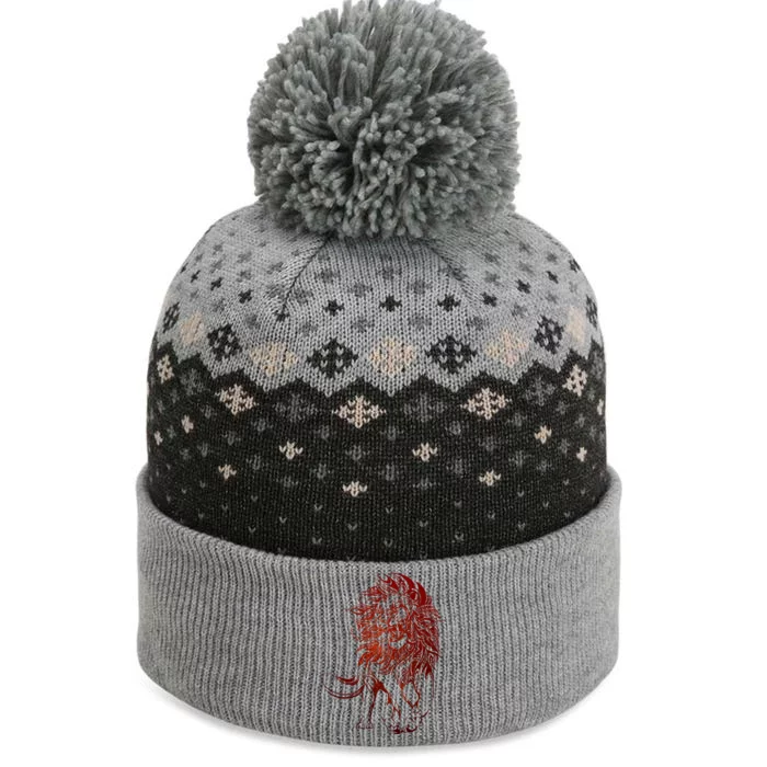 Zodiac Leo Lion Floral Tribal Design The Baniff Cuffed Pom Beanie