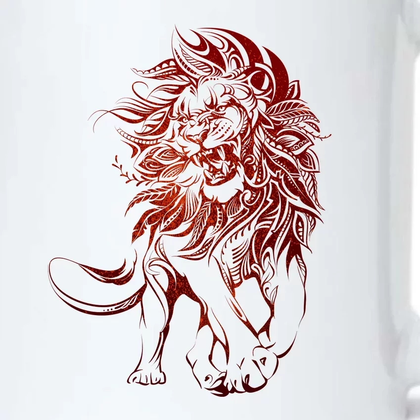 Zodiac Leo Lion Floral Tribal Design Black Color Changing Mug