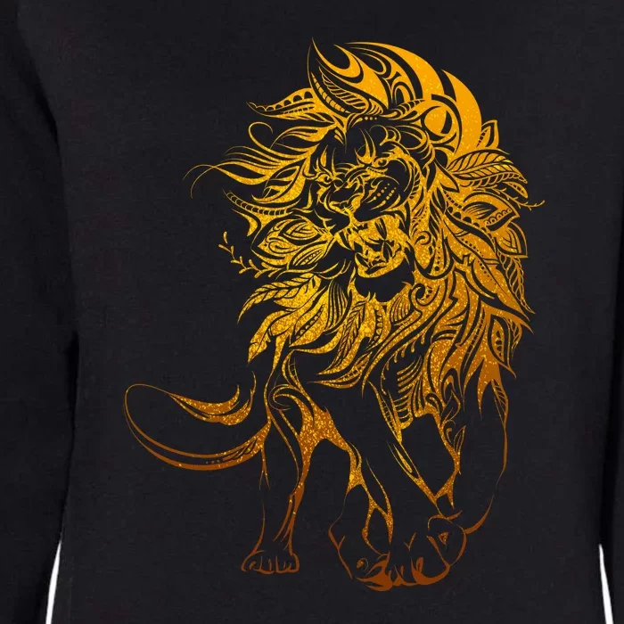 Zodiac Leo Lion Floral Tribal Design Womens California Wash Sweatshirt