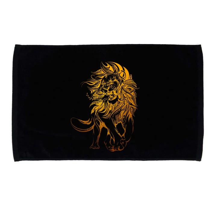 Zodiac Leo Lion Floral Tribal Design Microfiber Hand Towel