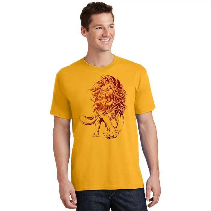 Zodiac Leo Lion Floral Tribal Design T-Shirt | TeeShirtPalace