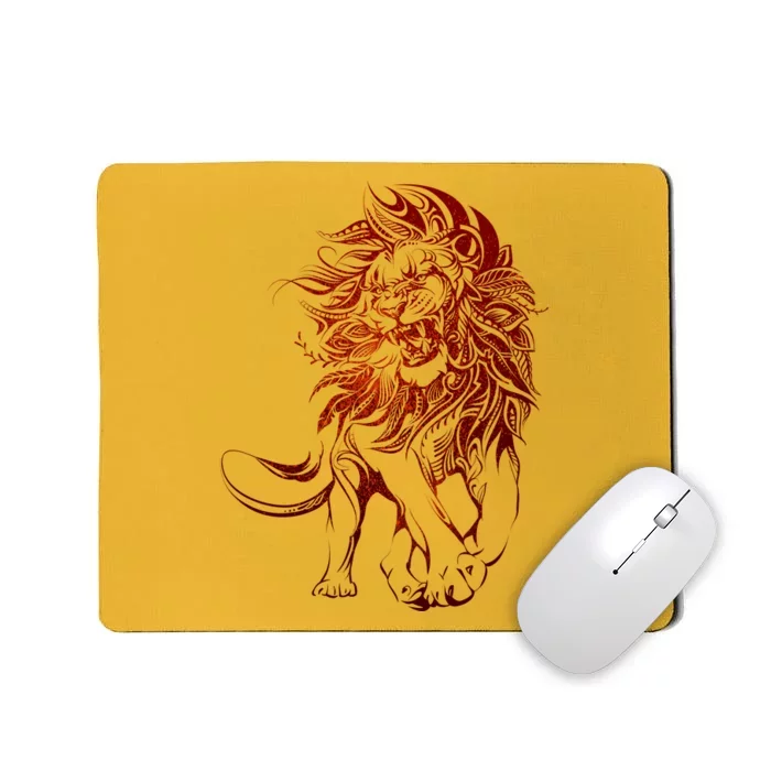 Zodiac Leo Lion Floral Tribal Design Mousepad