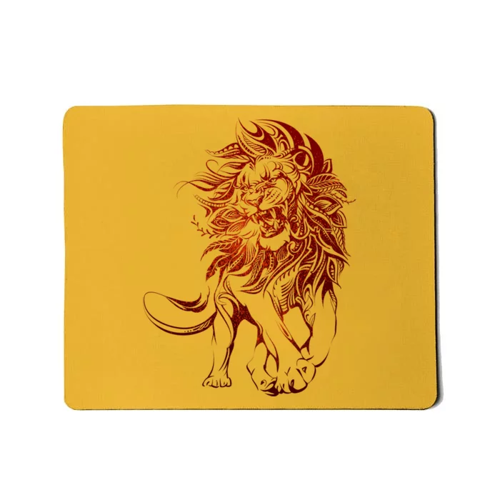 Zodiac Leo Lion Floral Tribal Design Mousepad