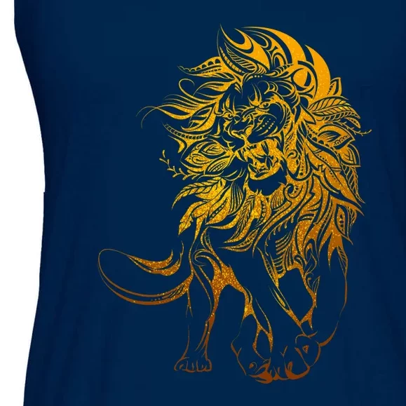 Zodiac Leo Lion Floral Tribal Design Ladies Essential Flowy Tank