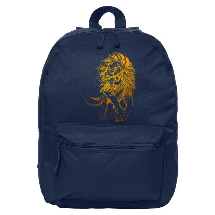 Zodiac Leo Lion Floral Tribal Design 16 in Basic Backpack